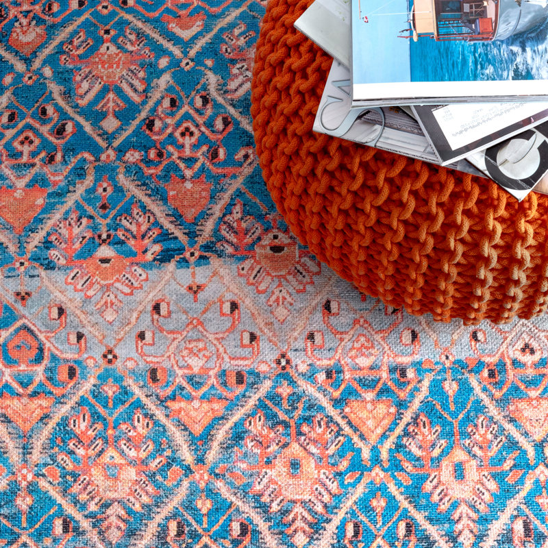 Tapis de zone orange Willette, Rectangle 5 pi 3 po x 7 pi 7 po