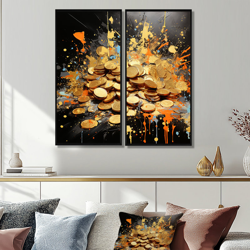 «Pop Art» - Art mural abstrait Popart, H 20 po x l 24 po, Noir, Impression encadrée flottante