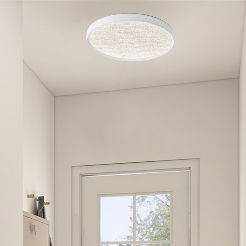 Crackle Lens 5-In-1 15-In White Integrated Led Flush Mount Light