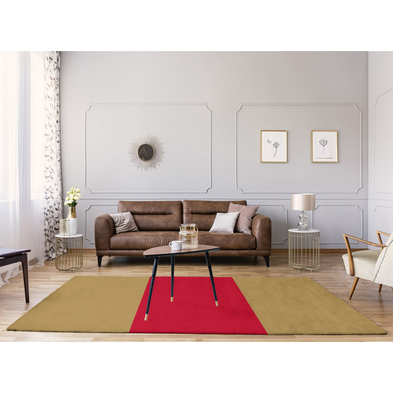 Tapis beige national hockey rayures, Rectangle 8 pi x 10 pi
