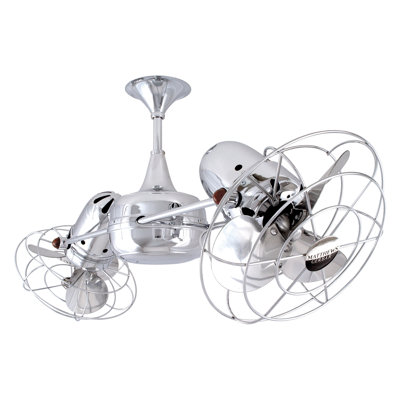 36" Duplo-Dinamico 6 - Blade Caged Ceiling Fan with Wall Control and Light Kit Included