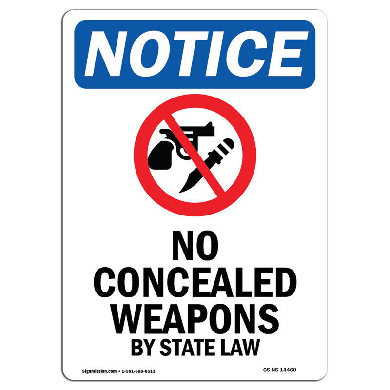 No Concealed Weapons Sign