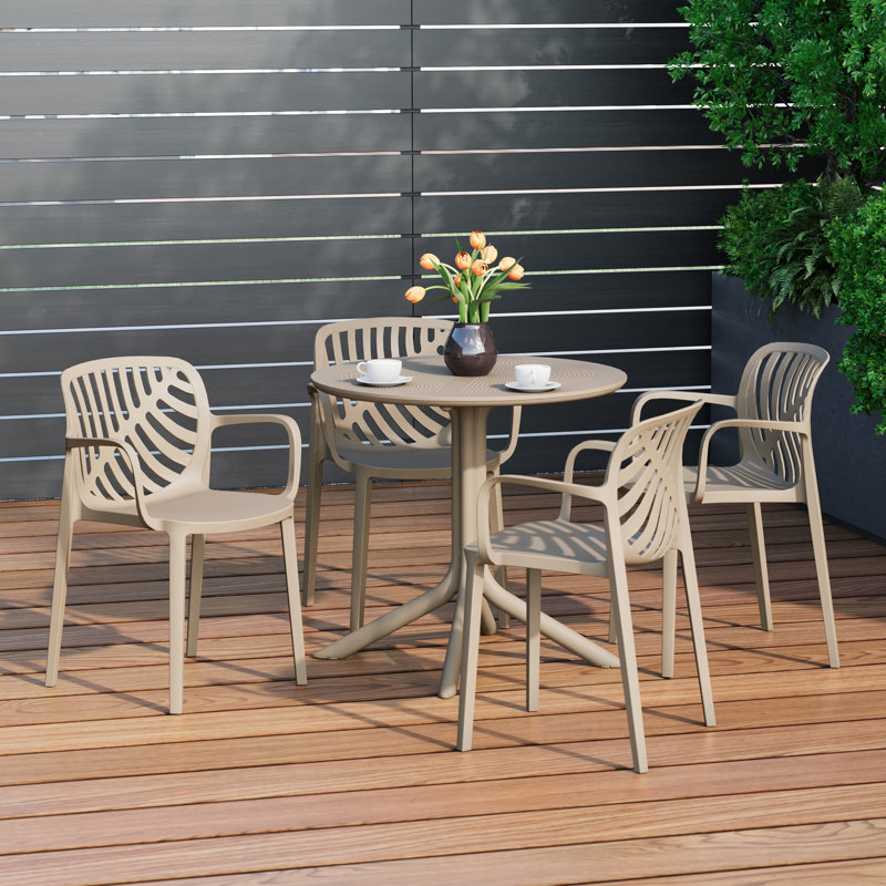 Ensemble repas extérieur pour 4 personnes, Beige