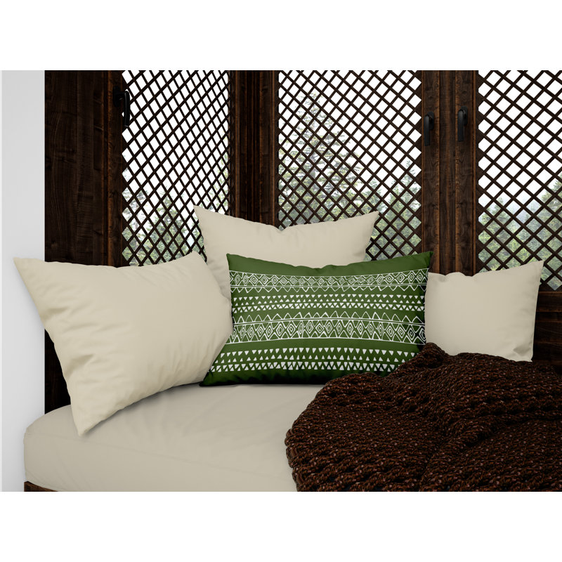 Titi Geometric Outdoor Reversible Throw Pillow, Green