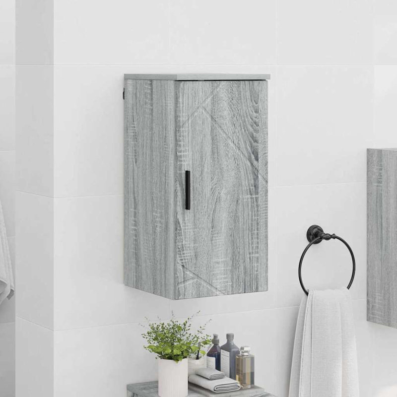 30cm Wall Mounted Bathroom Vanity Base Only, Grey Sonoma