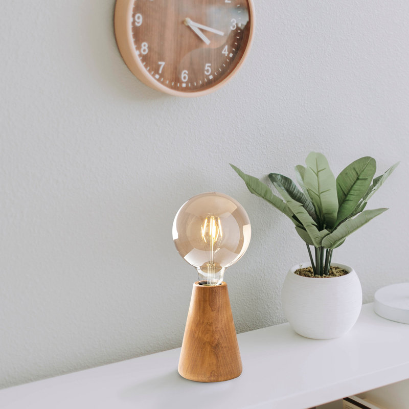 Elegant Table Lamp with Hornbeam Body, 5.9 x 5.9 x 5.9 inches | Height: 5.9 inches, 59.1-inch Cable | E27 Socket, Max 40W | IP20 Rated, Rustic Wooden Color | Perfect for Country-Themed Decor & Ambient Lighting