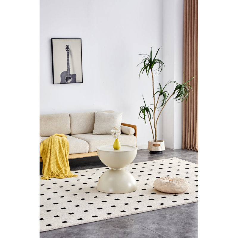 Tables basses rondes BLANC LAIT avec table de bout d'appoint multifonctionnelle STORGE