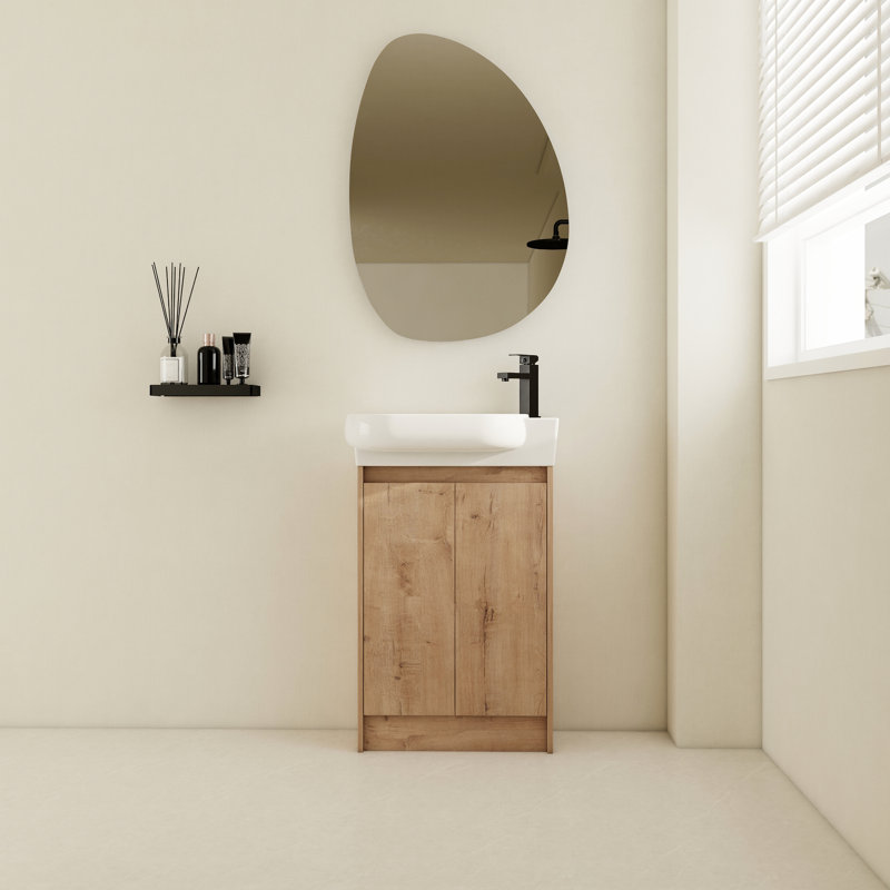 Meuble-lavabo de salle de bain autoportant de 23 po - moderne, compact, portes à fermeture douce, vaste étagère à l'intérieur moderne avec lavabo, tiroir suffisant