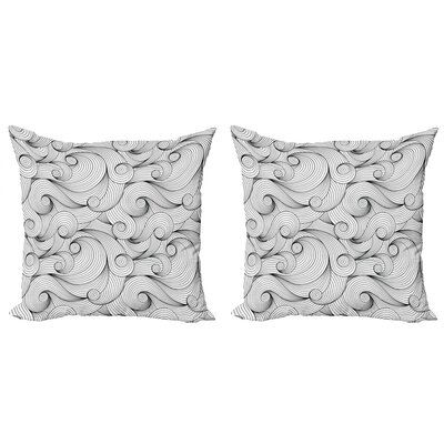 Ambesonne Black And White Decorative Throw Pillow Case Pack Of 2, Doodle Design Abstract Curled Waves Pattern Asymmetrical Spirals Theme, Couch Bedroo -  mictwo_70596_24x24