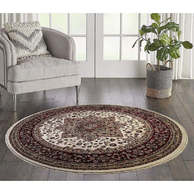 Round 120 cm x 120 cm Geometric Shag Indoor / Outdoor Washable
