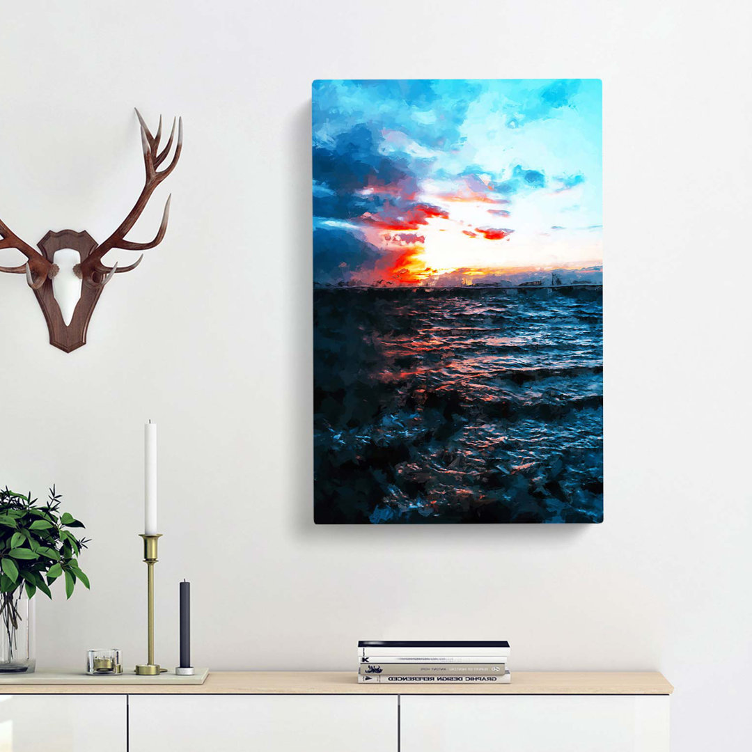 Moody Skies Above The Ocean In Abstract - Wrapped Canvas