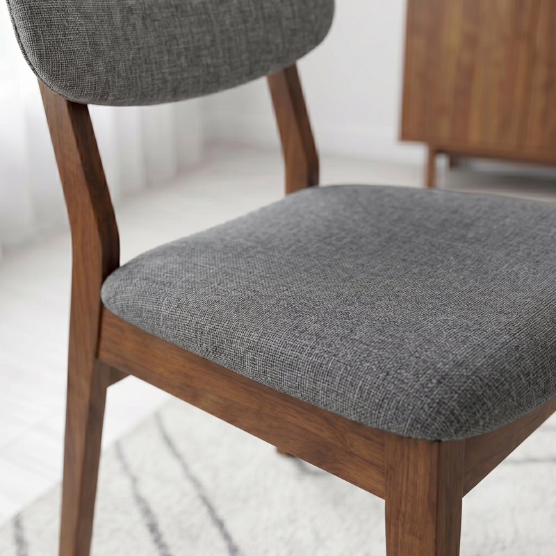 Chaise d'appoint rembourrée en bois massif Avra, Fabric Gray