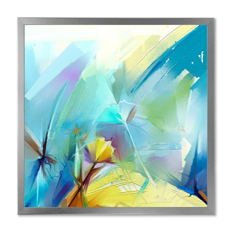 «Turquoise Storm Impression V», reproduction d'art sur toile, H 16 po x l 16 po x P 1 po, Cadre photo argenté