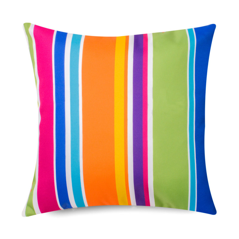 Stripe Indoor-Outdoor Cushion, Orange/Green