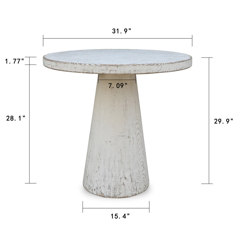 Solid Wood End Table, Off White