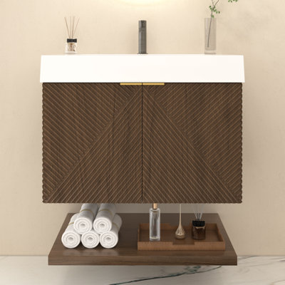 Ensemble de meuble-lavabo mural 30 pouces avec portes et tiroir intérieur Stella