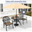 Ensemble de salle à manger bistro en aluminium moulé 3 pièces, table ronde de 100 cm avec trou pour parasol et 2 chaises empilables avec coussins bruns-399688053