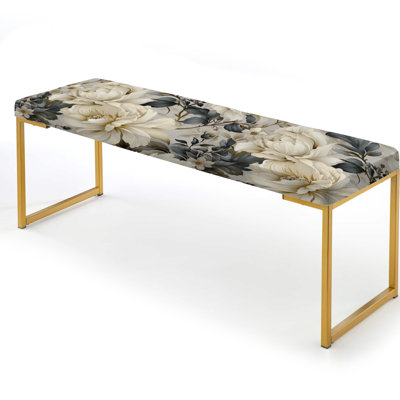 Urban Victorian Splendor Victorian Pattern V - Floral Upholstered Gold Bench