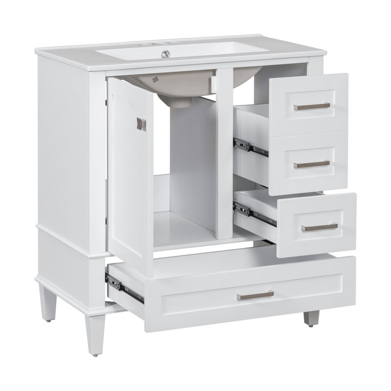 Meuble-lavabo moderne 30 po, ensemble de meuble-lavabo moderne avec lavabo 30 po, meuble-lavabo avec porte à fermeture douce et 3 tiroirs