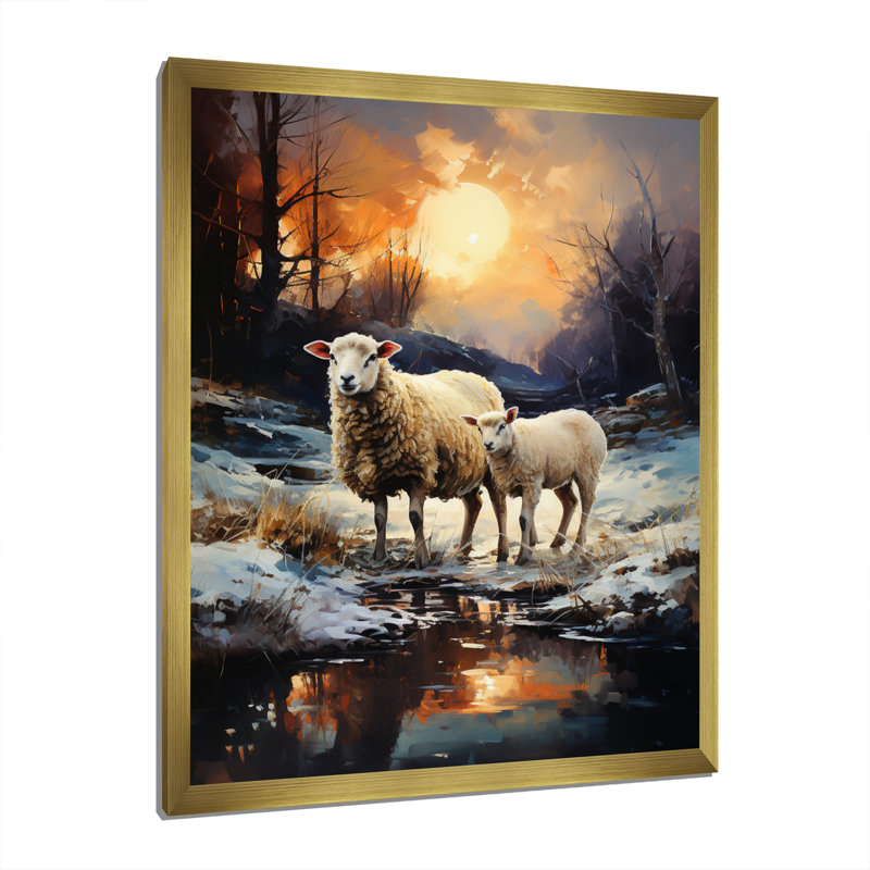 «Sheep Luminous Flock II», reproduction d'art sur toile, H 32 po x l 24 po x P 1 po, Encadrement doré