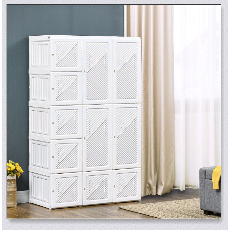 Armoire-penderie portative HOMcom, armoire de chambre pliante avec 11 compartiments cubiques, tringle et portes magnétiques pour un rangement efficace