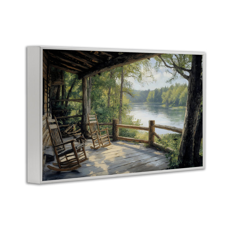 Vue de cabane dans la nature, estampe numérique, design par Franklyn Gregory, H 12 po x l 18 po