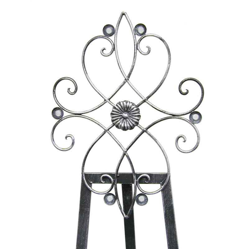 Antique Pewter Adjustable Metal Tripod Easel Stand
