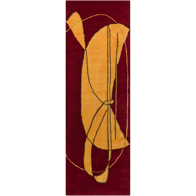 Tapis brun / doré en coton / laine touffeté à la main Cheyenn, Tapis de couloir 2 pi 6 po x 7 pi 6 po