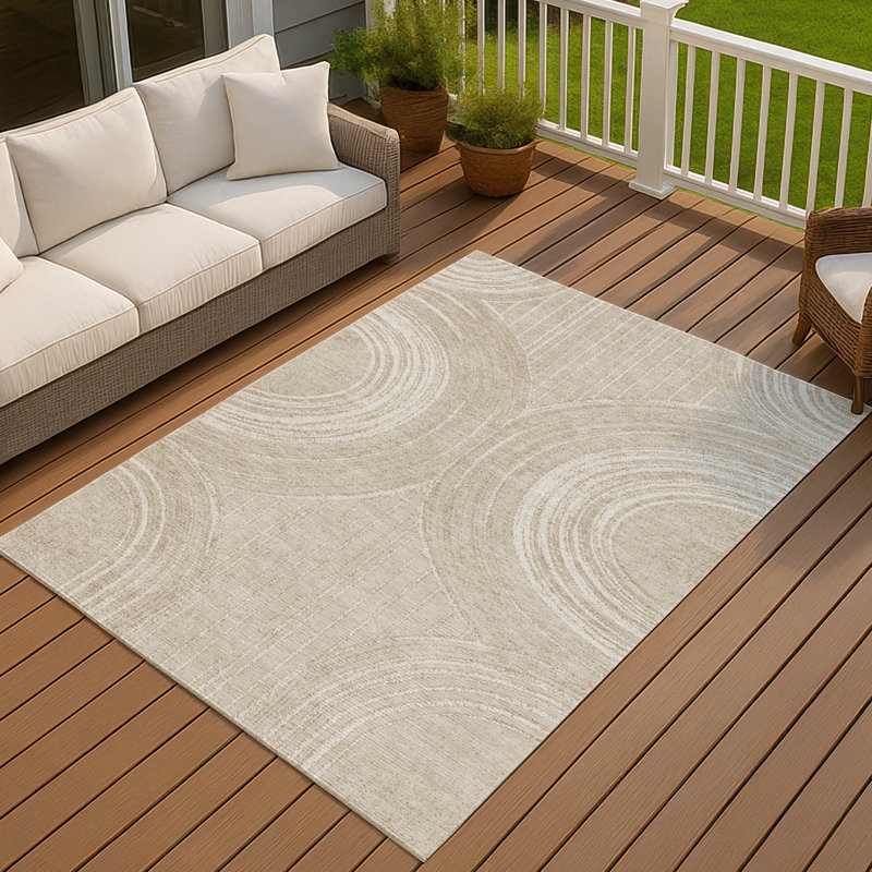 Machine Washable Indoor/Outdoor Keim ACN2380 Geometric Rug, Rectangle 3' x 5'