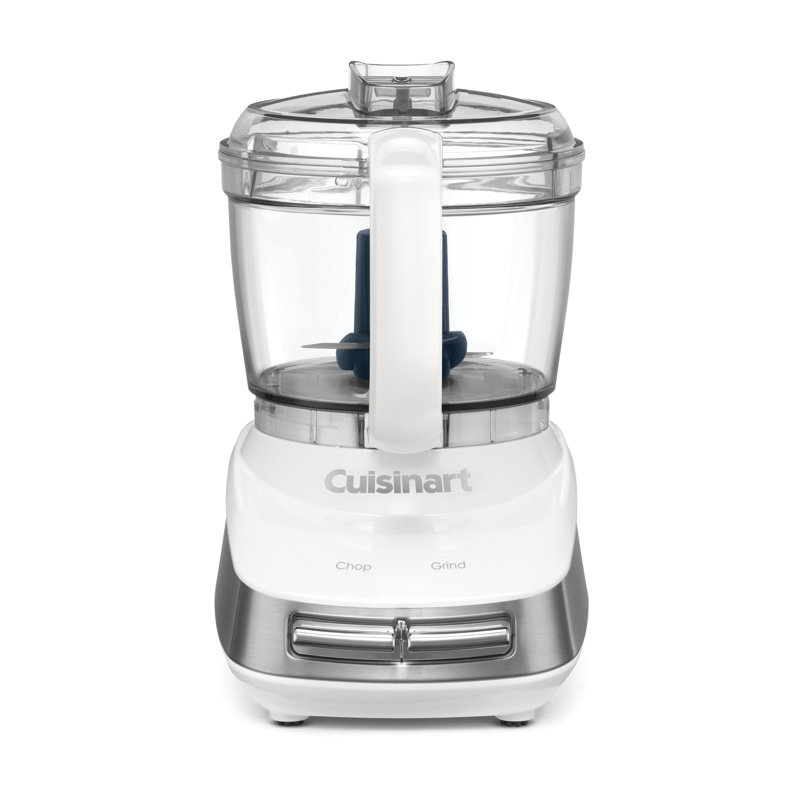 White and Stainless Steel 4-Cup Mini Food Processor with Variable Speed