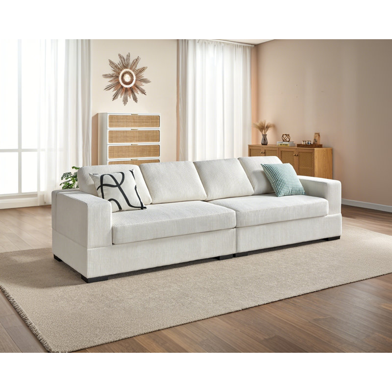 Birkley 112'' Corduroy Sofa, White