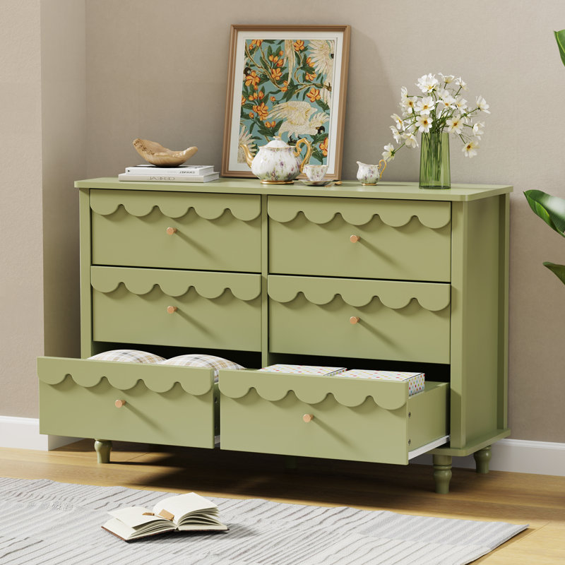 Commode lacée 6 tiroirs Dorlan, Vert