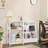 Natural White Vinyl Record Player Stand With Large Storage And Display Shelf