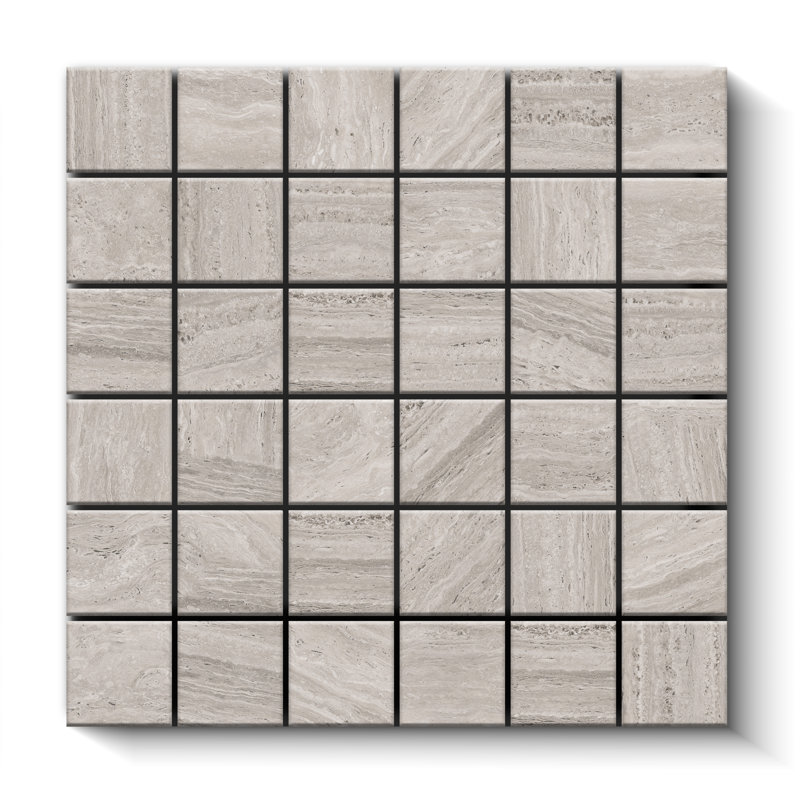 Colosseum Matte 2x2 Mosaic Square Wall & Floor Travertine Look Tile (12x12 Sheet), Gray