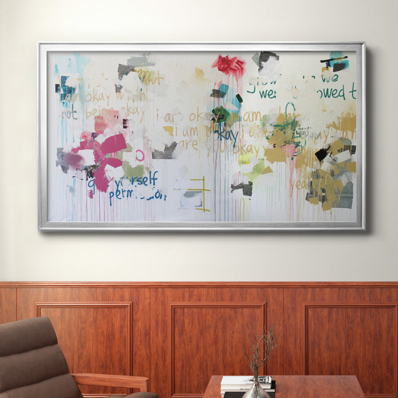Kent Youngstrom - peinture encadrée, Pas de tapis, H 14,5 po x l 26,5 po x P 1,5 po, Toile encadrée argentée