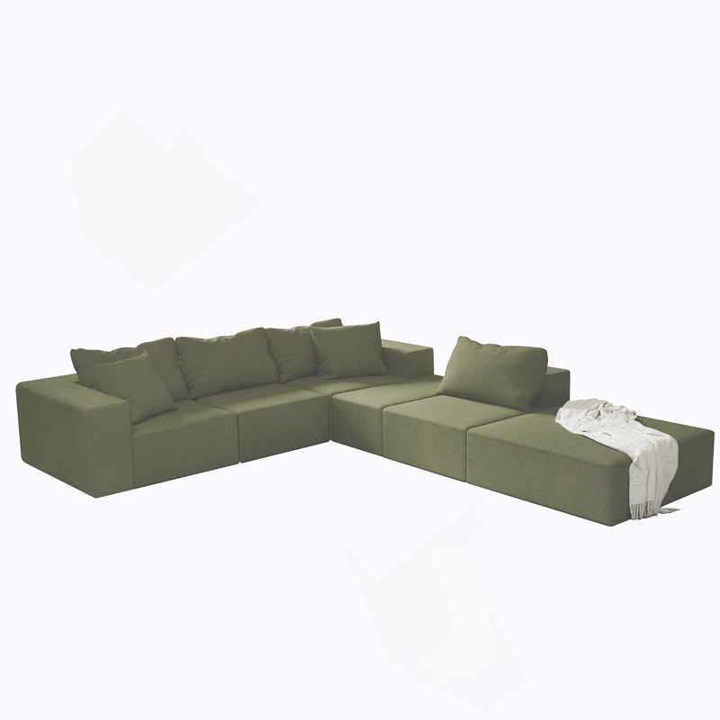 Versatile Modular Sectional Sofa Set For Stylish Living Rooms And Bedrooms, Green Chenille