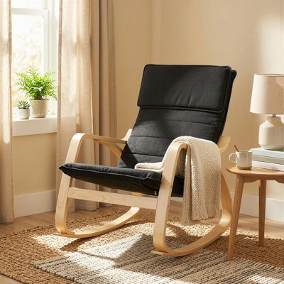 HOMCOM Comfortable Relax Rocking Chair High Back with Headrest Black