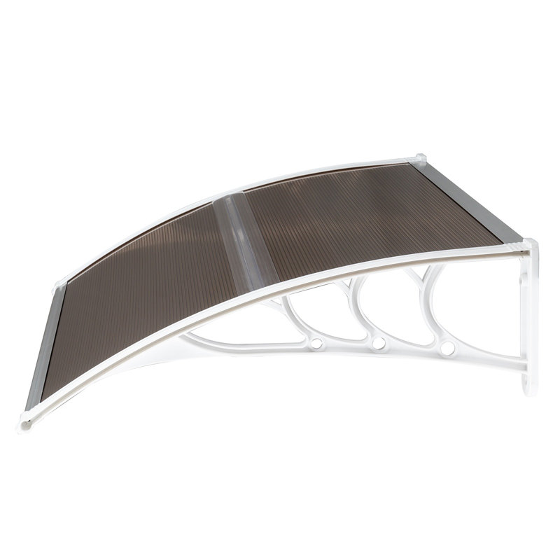Door Wndow Awning Rain Cover Eaves, 9" H x 40" W x 32" D, Brown/White