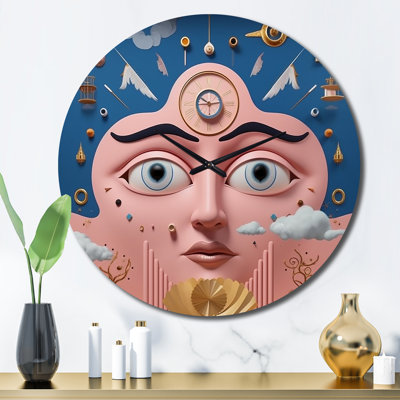 Horloge murale rose en métal