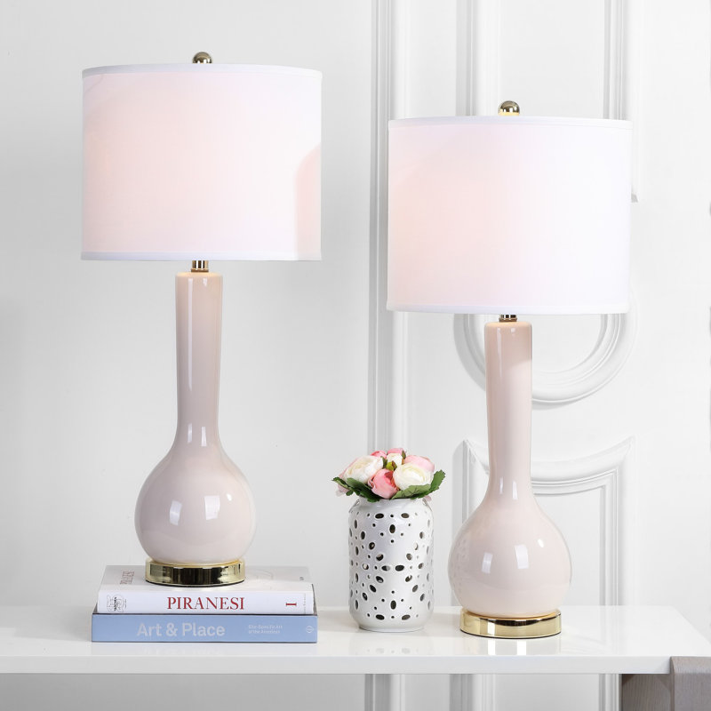 Amoure Ceramic Table Lamp, Light Gray