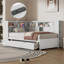 Lit simple en pin massif Lit de jour en panneau de fibres à densité moyenne avec tablettes de rangement, USB et amp; Lit gigogne - Blanc pour chambres d'amis
