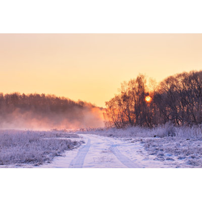 Fruithurst Winter Misty Colourful Sunrise - Wrapped Canvas Print