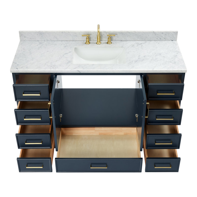 Meuble-lavabo simple avec plateau Abita 55, Bleu minuit