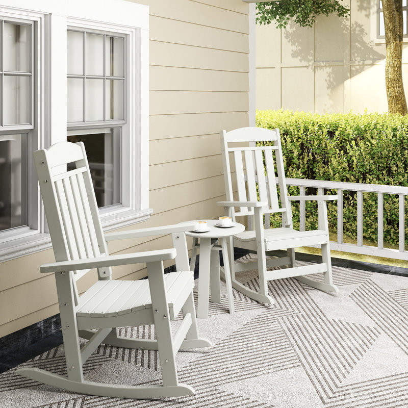 Chaise berçante pour l'extérieur en PEHD Oxing, Blanc
