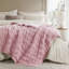 Jeté luxueux en fourrure de polyester pour soirées douillettes - Fausse fourrure rose