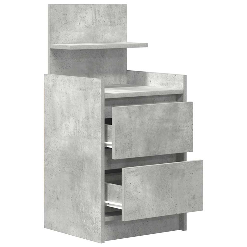 Bedside Cabinets With 2 Drawers 2 Pcs 38X34x80 Cm, 2, Concrete Grey