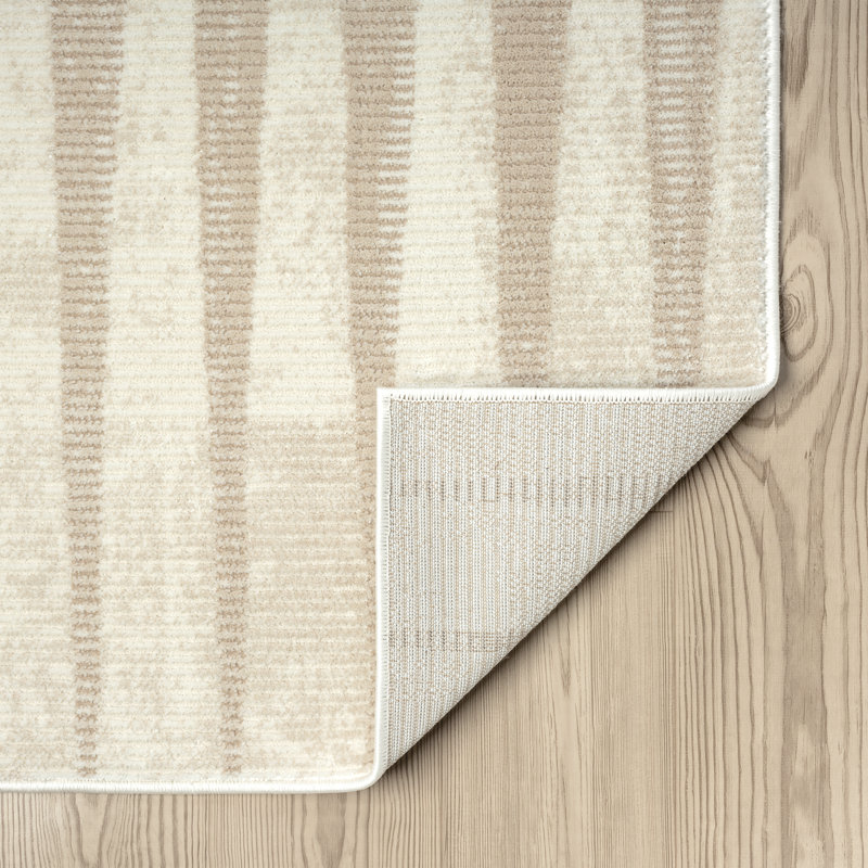 Abani Rugs TER150A Beige Cream Geometric Vertical Lines Neutral Transitional Area Rug, Rectangle 7'9" x 10'2"
