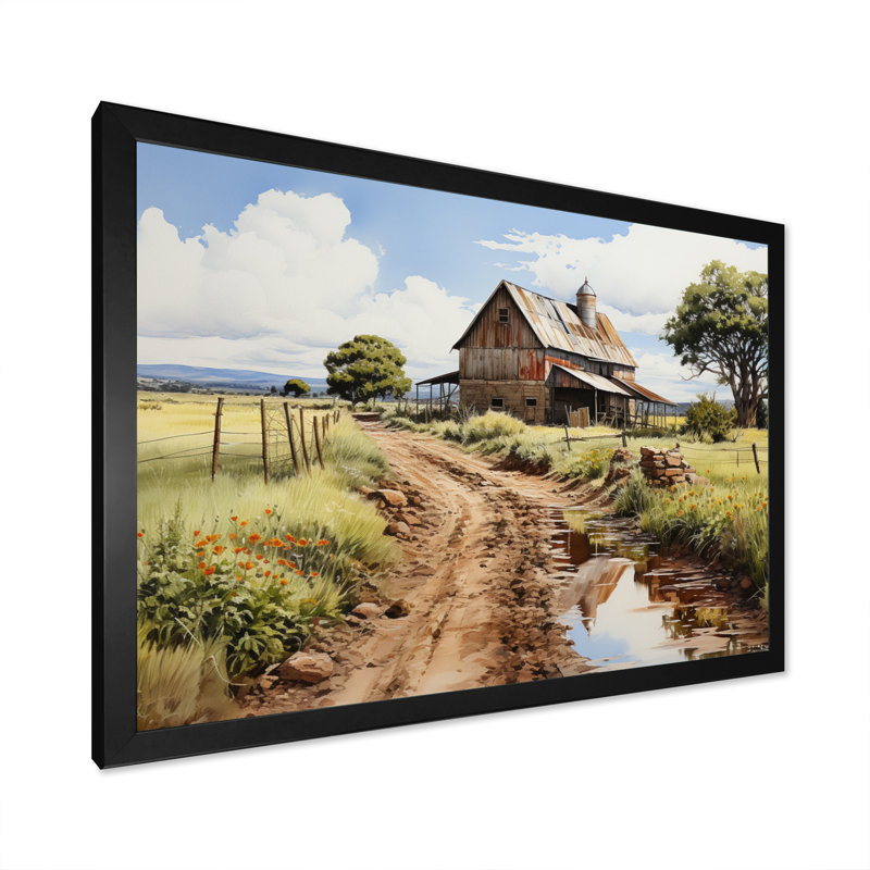 Bhargav " Barns Rustic Charm V ", 12" H x 20" W x 1" D, Black Picture Framed