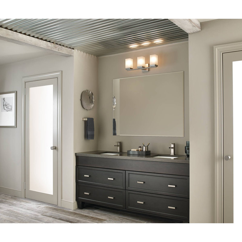90 Degree Modern Dimmable 3-Light Wall Mounted Bathroom Vanity Lighting Fixture, Brushed Nickel, 3