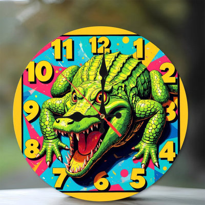 Horloge murale colorée crocodile